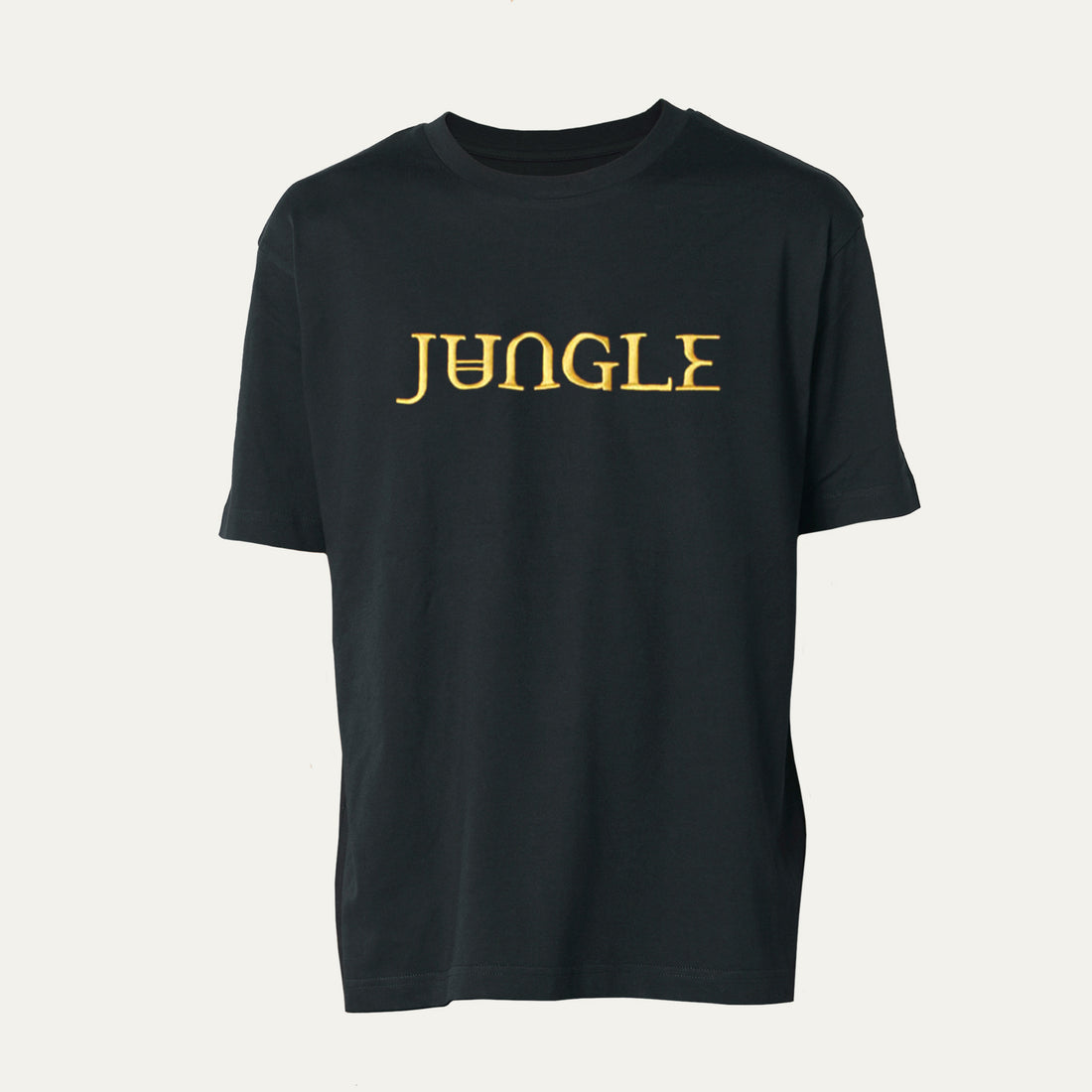 Black T-shirt with Gold Embroidered Jungle Logo – Jungle UK Store